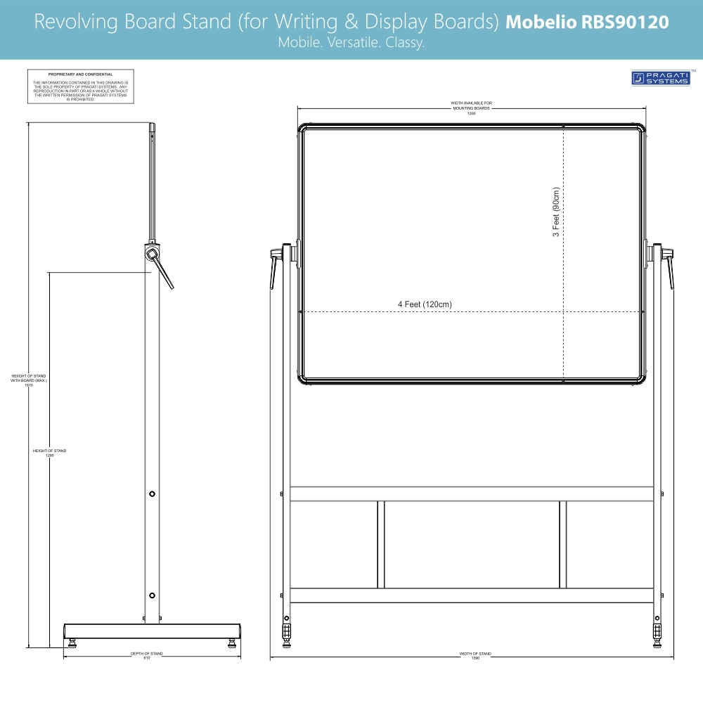 Revolving Whiteboard Stand Mobelio (for 3x4 Feet)