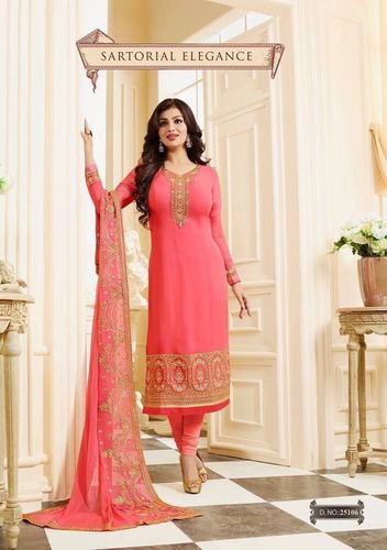 Pink Georgette Embroidery Work Salwar Suit