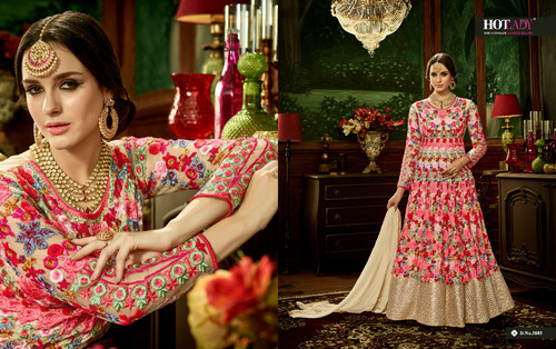 Multi Color Heavy Embroidery Work Anarkali Suit