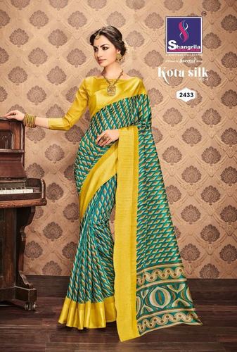 Yellow Border Designer Printed Saree