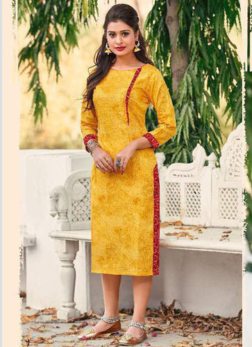 Yellow A-line Kurti