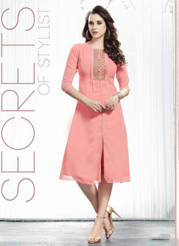 Peach Embroidered Kurti