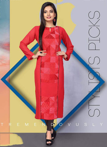 Cotton Embroidered A-Line Kurti