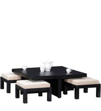 Handcrafted Coffee Table Set - Mango Wood 14x36x36 Inches, Espresso Walnut Finish, 12 Months Warranty, Durable Indoor Furniture
