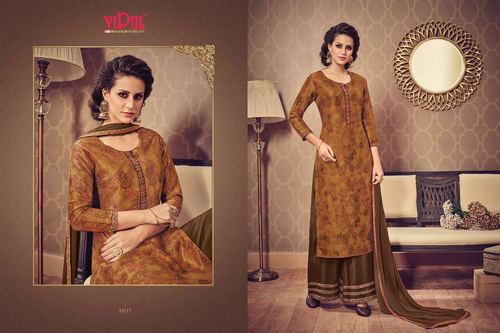Pure Silk Printed Palazzo Salwar Suit