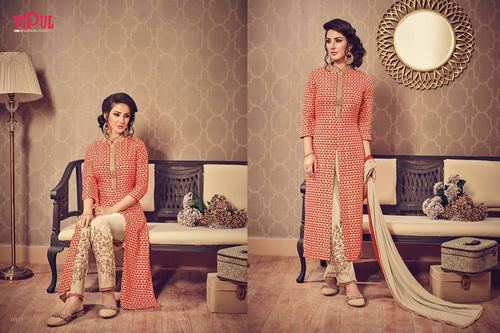 प्योर सिल्क प्रिंटेड पलाज़ो सूट