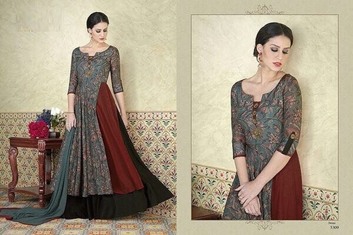 Multicolour Stylish Pattern Printed Anarkali Suit