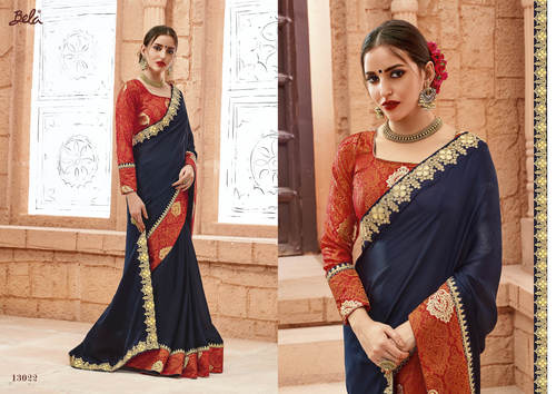 Heavy Embroidery Printed saree