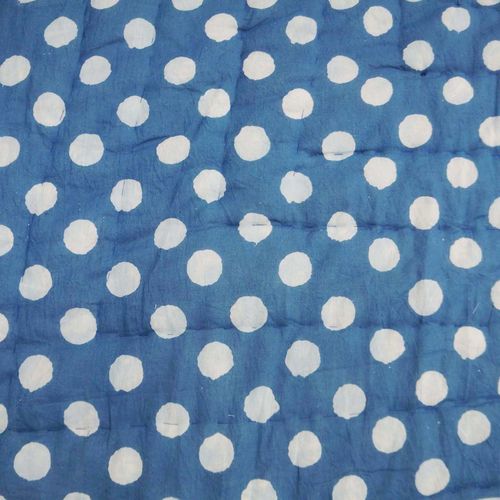 Polka Dot Printed Indigo Blue Jaipuri Quilt