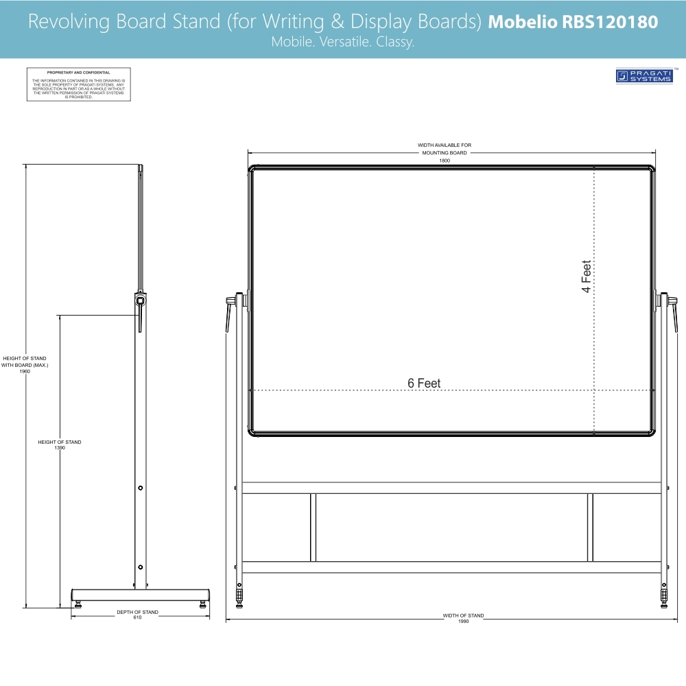 Revolving Whiteboard Stand Mobelio (for 4x6 Feet)