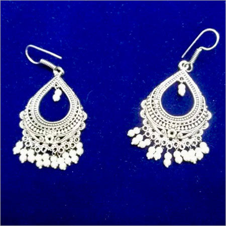 Handcraft Jewellery - Silver 2x1 Inches Oxidized Danglers, Hook Closure, Elegant Design, Fine Craftsmanship, Unique Style, Durable