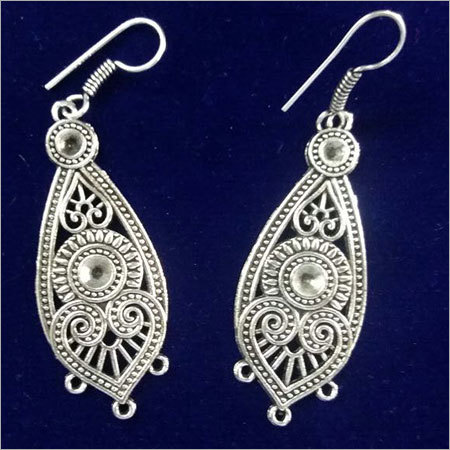 Handcraft Jewellery - Sterling Silver, 2x1 Inches, Silver Finish | Elegant Design, Intricate Details, Durable, Handmade Drop Earrings
