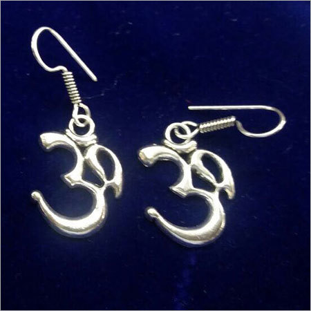 Handcraft Jwellery - Sterling Silver, 1x1 cm | Elegant Design, Polished Finish, Om Symbol, Lightweight Comfort