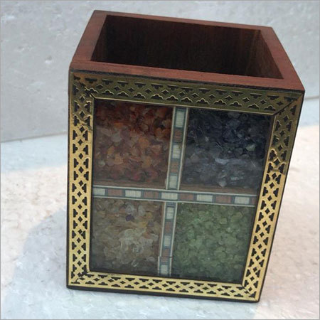 Wooden Items - Wood, Glass, Metal 4x4x4 inches, Brown | Handmade Square Design, Polished Finish, Durable, Multipurpose