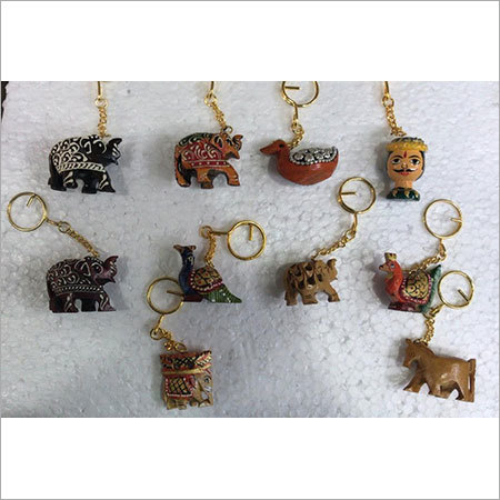 Wooden Items - Wood With Metal Chain, Varying Dimensions, Painted Finish | Handcrafted, Durable, Lightweight, Unique Animal Designs, Collectible, Portable, Attractive