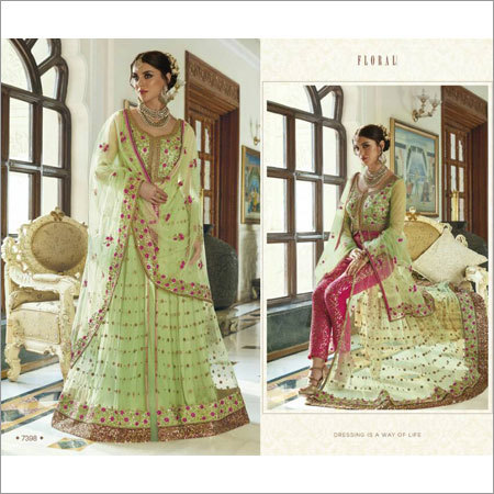 Ladies Designer Pink and Green Lehenga