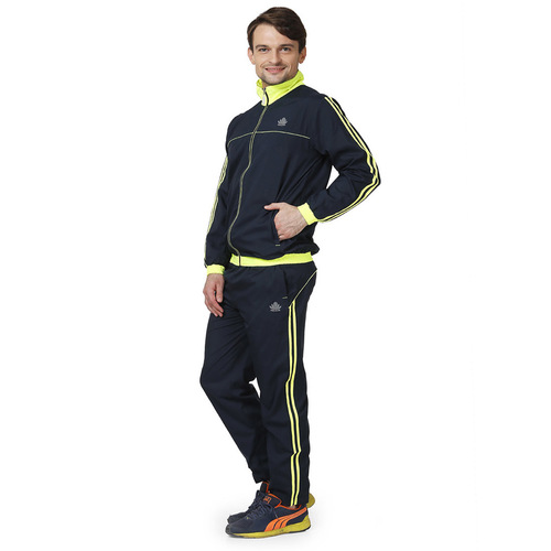 Polyester Mens Navy & Green Tracksuit