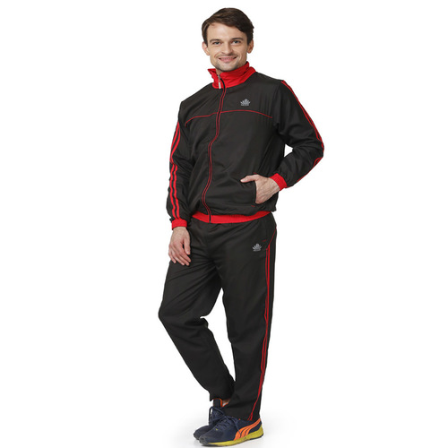 Polyester Mens Black & Red Tracksuit