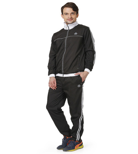 Polyester Mens Black & White Tracksuit