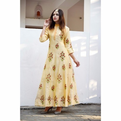 Yellow Border Design Kurti Bust Size: 18.5 Inch (In)