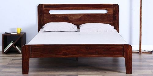 Handcrafted King Bed in Walnut Finish by Wudstuk