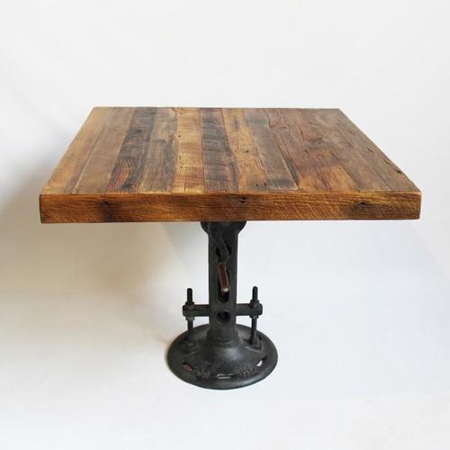 Square Wooden Top Industrial Crank Table