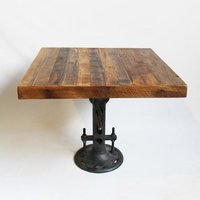 Square Wooden Top Industrial Crank Table No Assembly Required