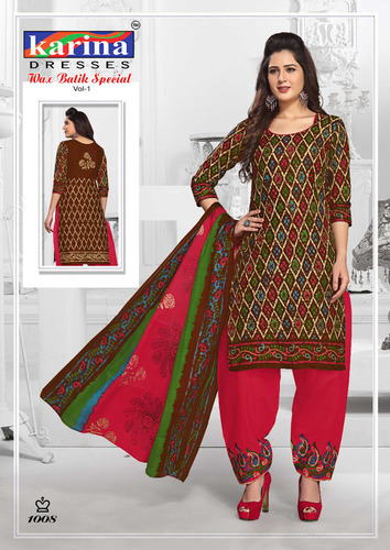 Batik Print Unstitched Dress Materials Jetpur