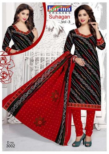 Bandhani Printed Cotton Unstitched Salwar Kameez