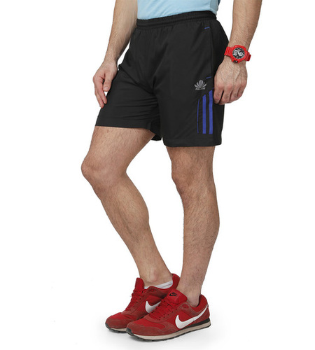 Black & Royal Blue Shorts - Polyester Material, Plain Pattern | Smooth Finish, Shrink Proof, Cost-Effective Design