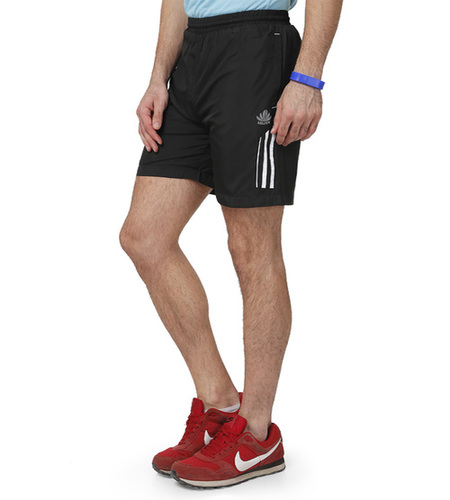 Black & White Men's Shorts - Polyester Mid Length, Plain Pattern, Black Color | Shrink Proof, Smooth Finish, Cost-Effective Design