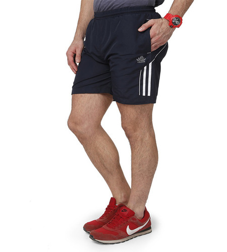 Nevy & White Men's Shorts - Polyester Fabric, Navy Color, Plain Pattern | Shrink Proof, Smooth Finish, Quality Tested