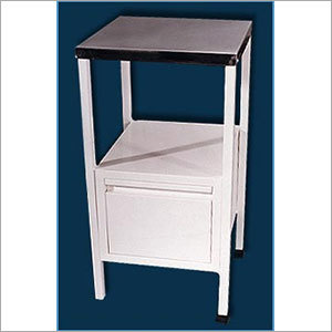 Bed Side Lockers Tables - MS Steel SS Top White Two Shelves | Durable Space Saving Easy Assembly