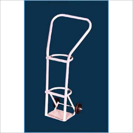 OXYGEN CYLINDER TROLLY (LARGE SIZE) - Steel Tubular Frame, 100-150 cm Height, White, 10 cm Castors | Durable Frame, Mobile Support, Easy Transport