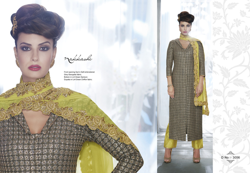 Grey Color Party Wear Salwar Suit