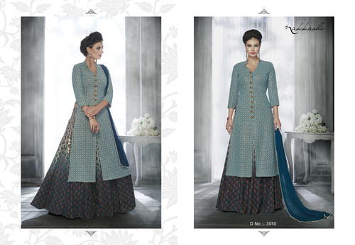 Light Blue Color Jacket Designer Choli