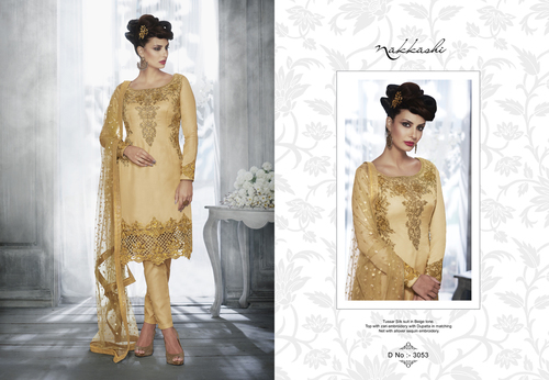 Tussar Silk Zari Embroidery Work Salwar Kameez