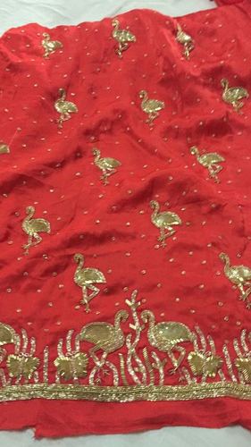 Designer Rajputi Suit - Silk Material, Size L/M/S | Red and Golden Printed Pattern, Quick Dry and Washable Features for Festivals and Weddings