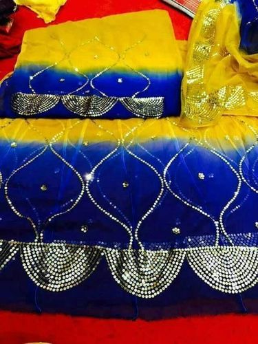 Yellow And Blue Designer Rajputi Suit