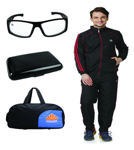 Men's Tracksuit - Polyester Fabric, Sizes L/XL/XXL | Sweat Absorbent, Colorfastness, Elegant Look, Stylish Duffle Bag with Sunglasses and Key Chain