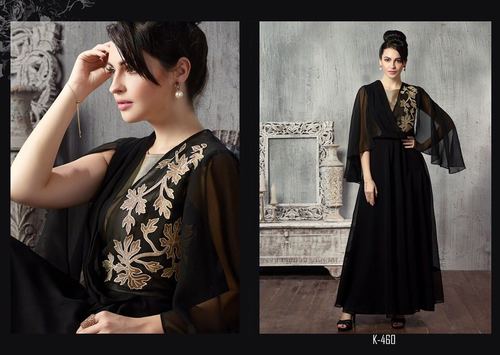 Long Black Georgette Kurti