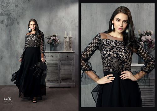 Georgette Long Black Kurti