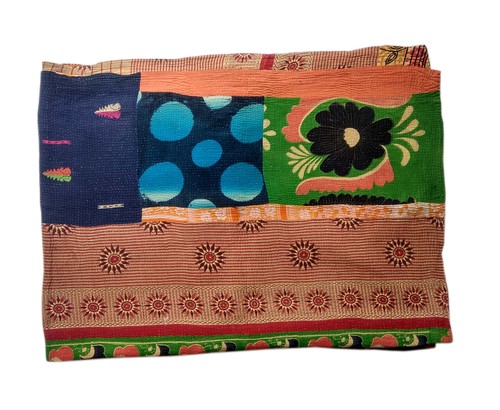 Double Bed Sheet - Cotton | Double Size, Multicolored Patchwork Design, 150 Thread Count, Weighs 2 kg, Ideal for Sleeping and Comfort
