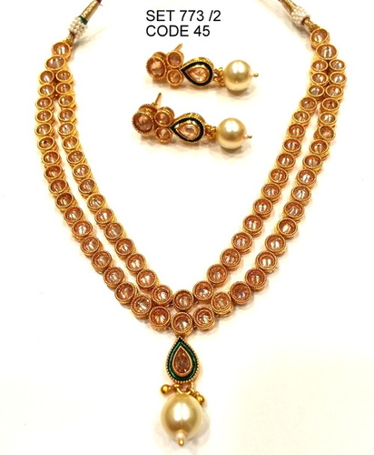 Antique Jewelry Necklace Set - Copper Alloy With Polished Finish | Lightweight, Ethnic Motifs, Matching Earrings