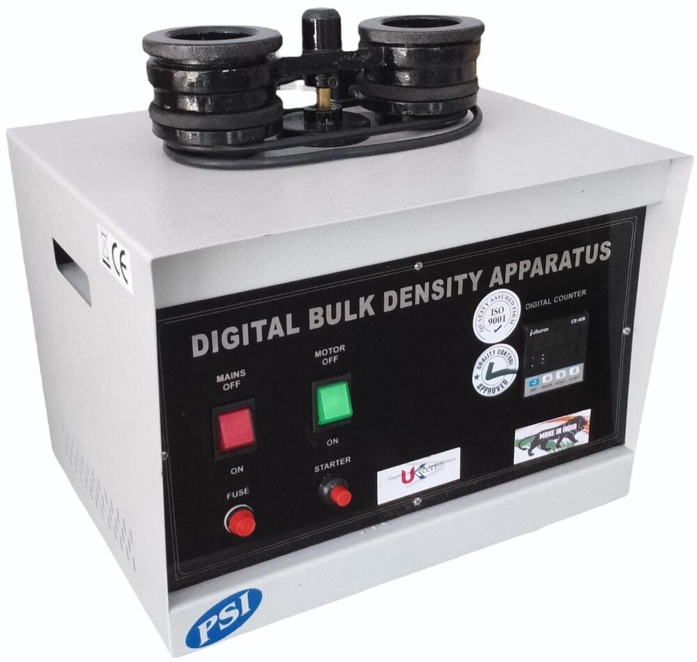 Bulk Density Apparatus - Stainless Steel, Automatic Operation | Microcontroller-Based Digital Display, Accurate Results, Dual Cylinder Holders