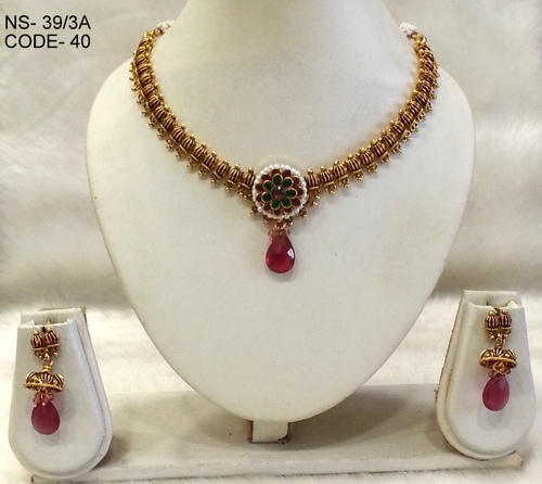 Antique Copper Alloy Necklace Set - Premium Quality, Elegant Ethnic Motifs, Polished Edges, Lightweight Design, Matching Earrings Included