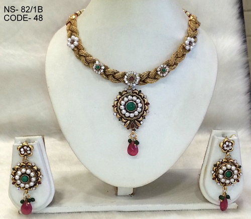 Antique Inspired Necklace Set - Copper Alloy, Polished Smooth Edges and Uniform Dimension | Lightweight Design with Ethnic Motifs, Durable and Scratch-Resistant