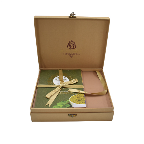 Matte Lamination Wedding Card With Dry Fruit Gift Box