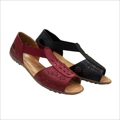 Ladies Laser Cut Sandal - Leather Upper, Flat Heel, Fancy Design | Deodorizing Comfort, Lightweight for Casual and Ethnic Wear