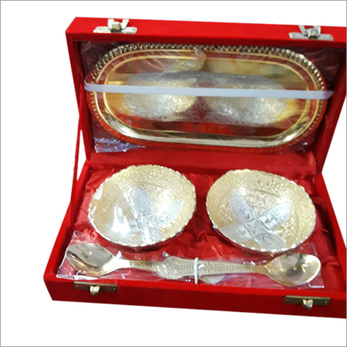 2 Bowl Spoon Tray Set Silver Plated